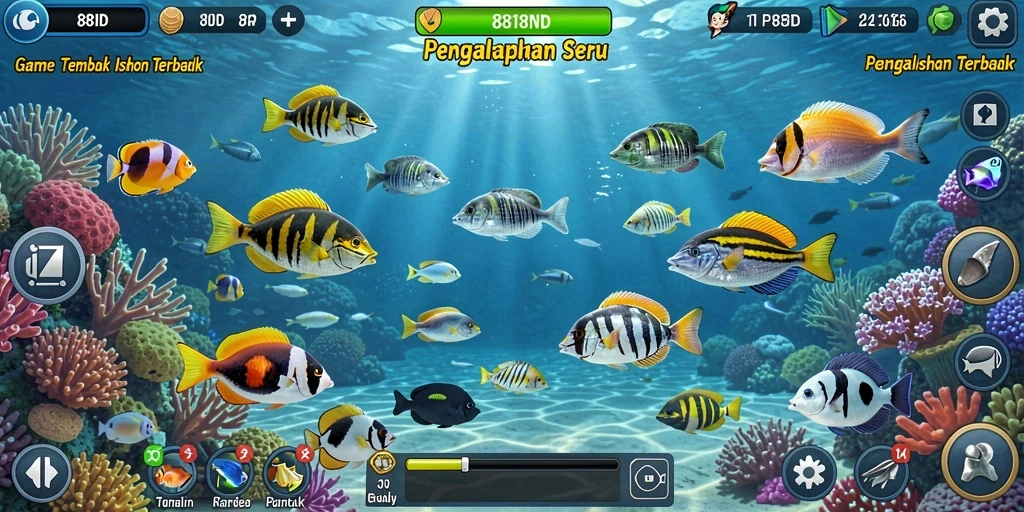 Screenshot gameplay 88ID yang menampilkan serunya menangkap ikan.