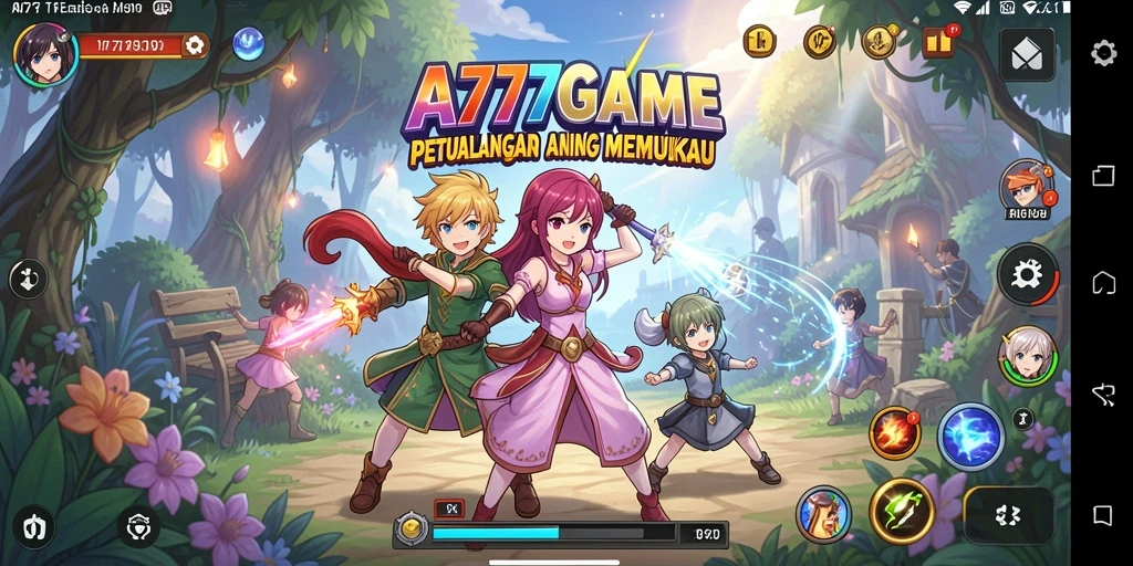 Tampilan gameplay A777GAME yang penuh aksi dan karakter Anime.