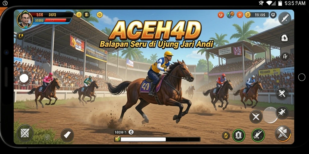 Tangkapan layar gameplay ACEH4D yang menampilkan balapan mendebarkan.
