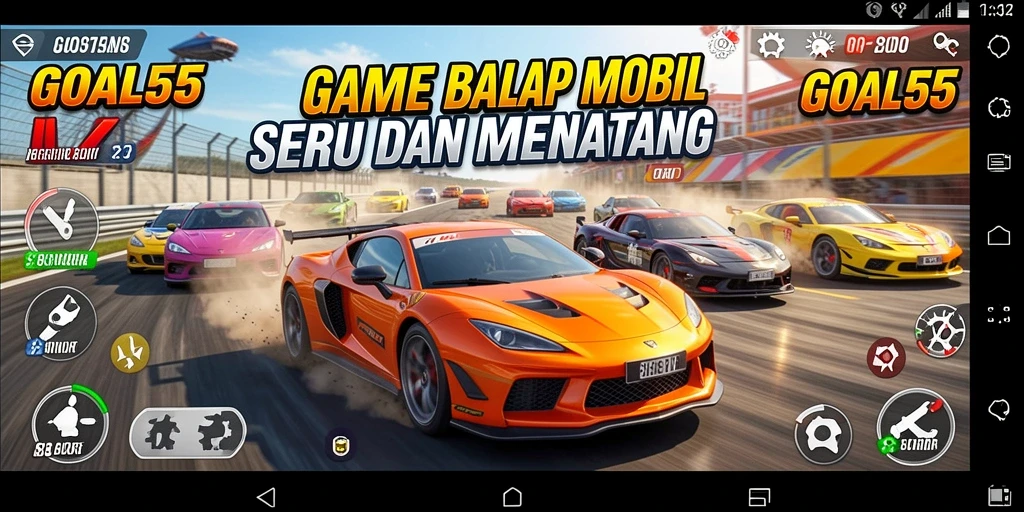 Tampilan gameplay balap yang menegangkan di GOAL55.