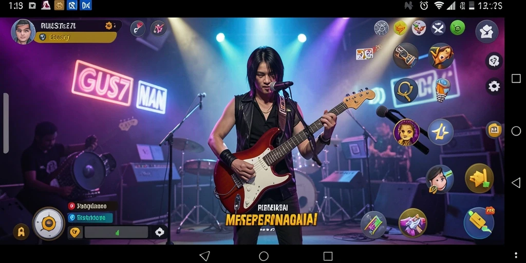 Tampilan gameplay interaktif GUS77 dengan berbagai lagu.
