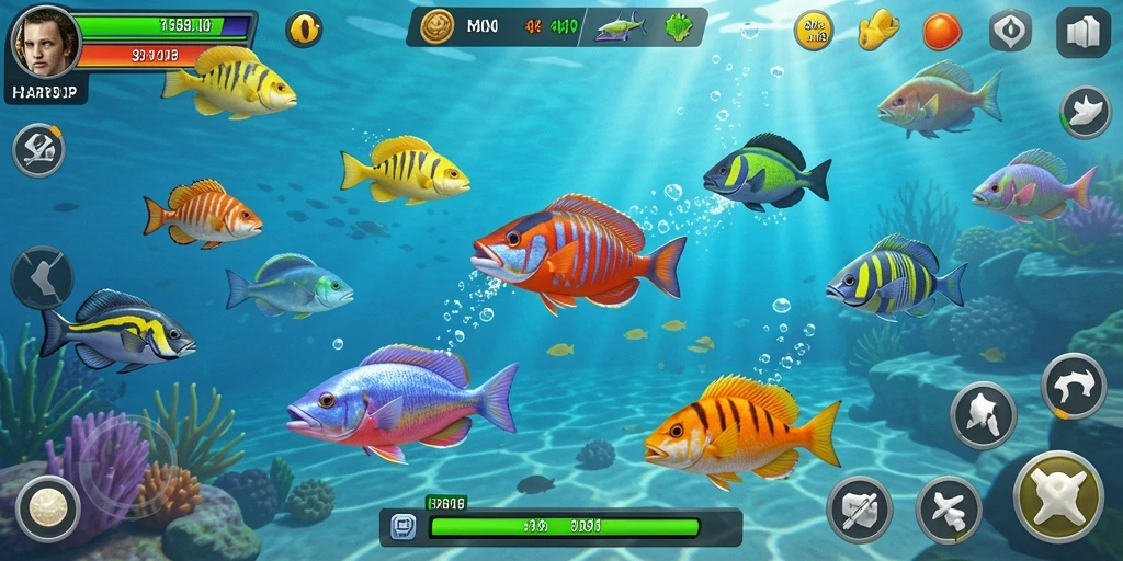 Screenshot gameplay HARAPJP yang menampilkan aksi menembak ikan.