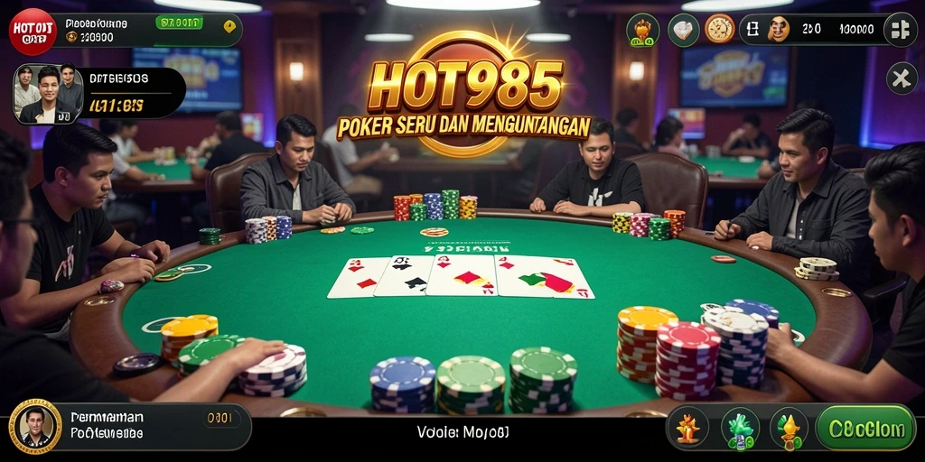 Tampilan gameplay Poker yang seru dan mengasyikkan di HOT985.