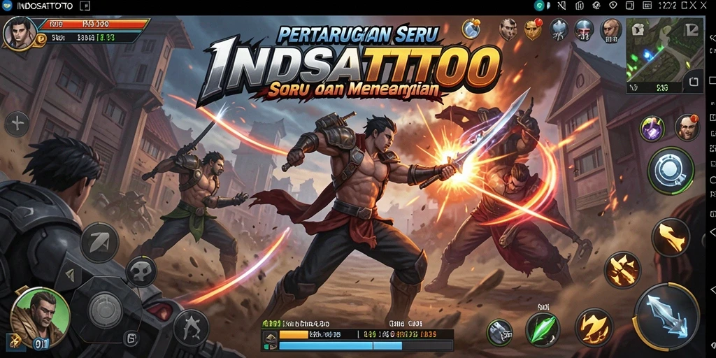 Tampilan gameplay seru dengan pertarungan epik di INDOSATTOTO.