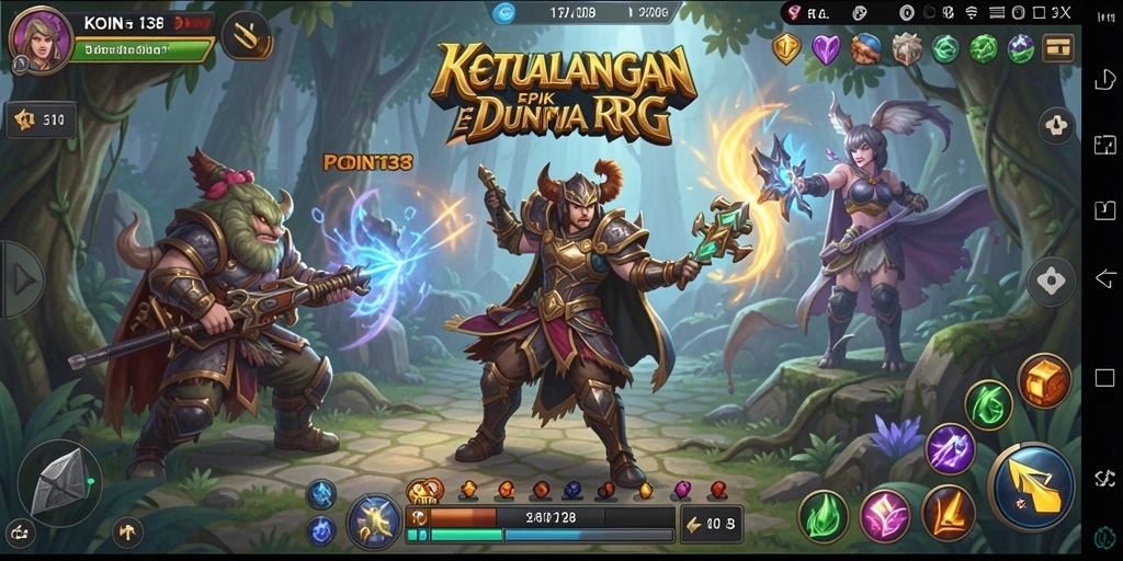 Tangkapan layar KOIN138 menampilkan aksi seru dalam pertempuran RPG.