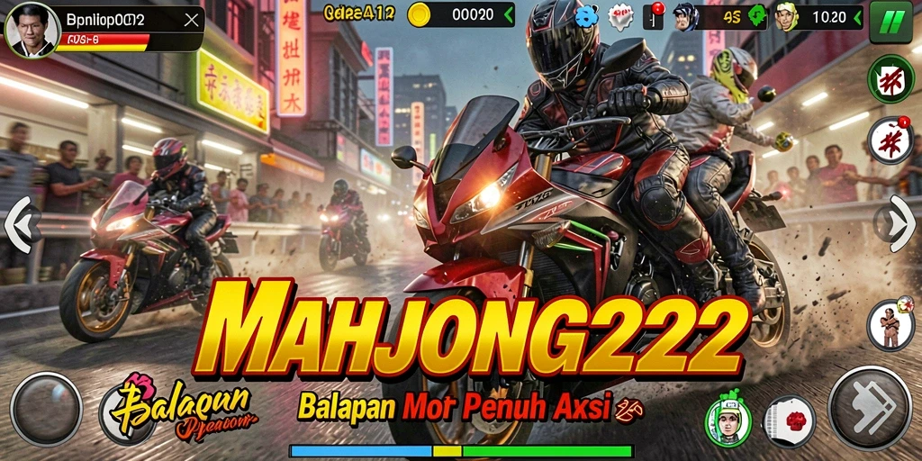 Gameplay seru balapan motor dalam MAHJONG222.