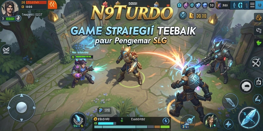 Tangkapan layar utama N9TURBO menampilkan pertempuran strategis yang epik.