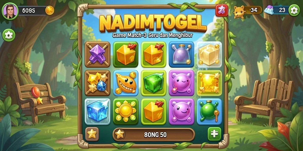 Screenshot gameplay NADIMTOGEL dengan aksi mencocokkan yang seru.